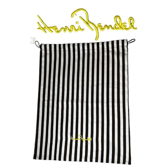 Henri Bendel Hosiery/Dust Bag - 12x16 drawstring dark brown & white stripe - Picture 1 of 8